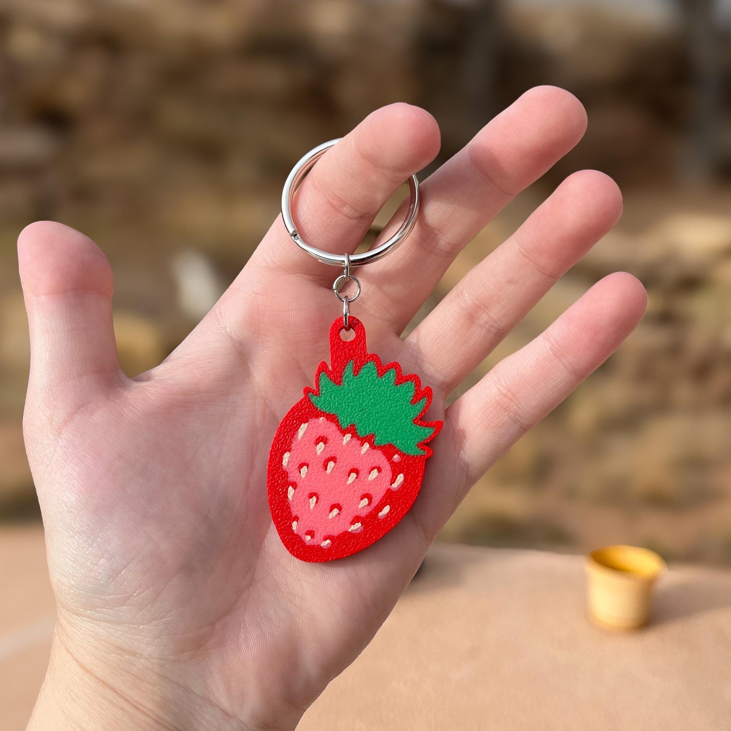 3D Printed Strawberry Keychain