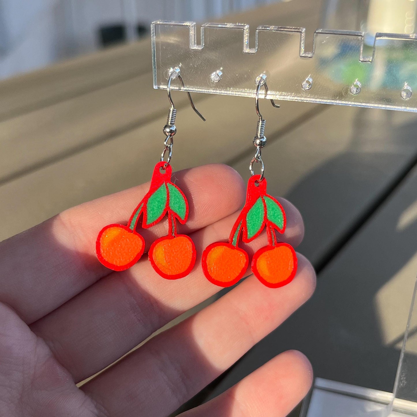 3D Printed Cherry Earrings