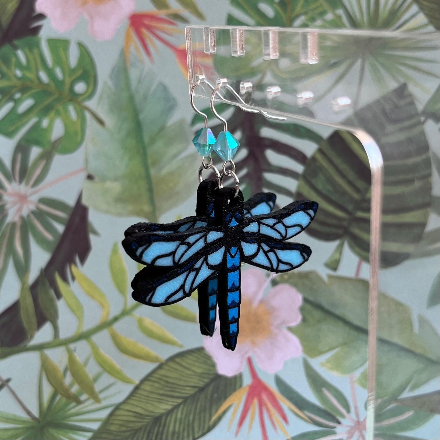 3D Printed Dragonfly Dangle Earrings