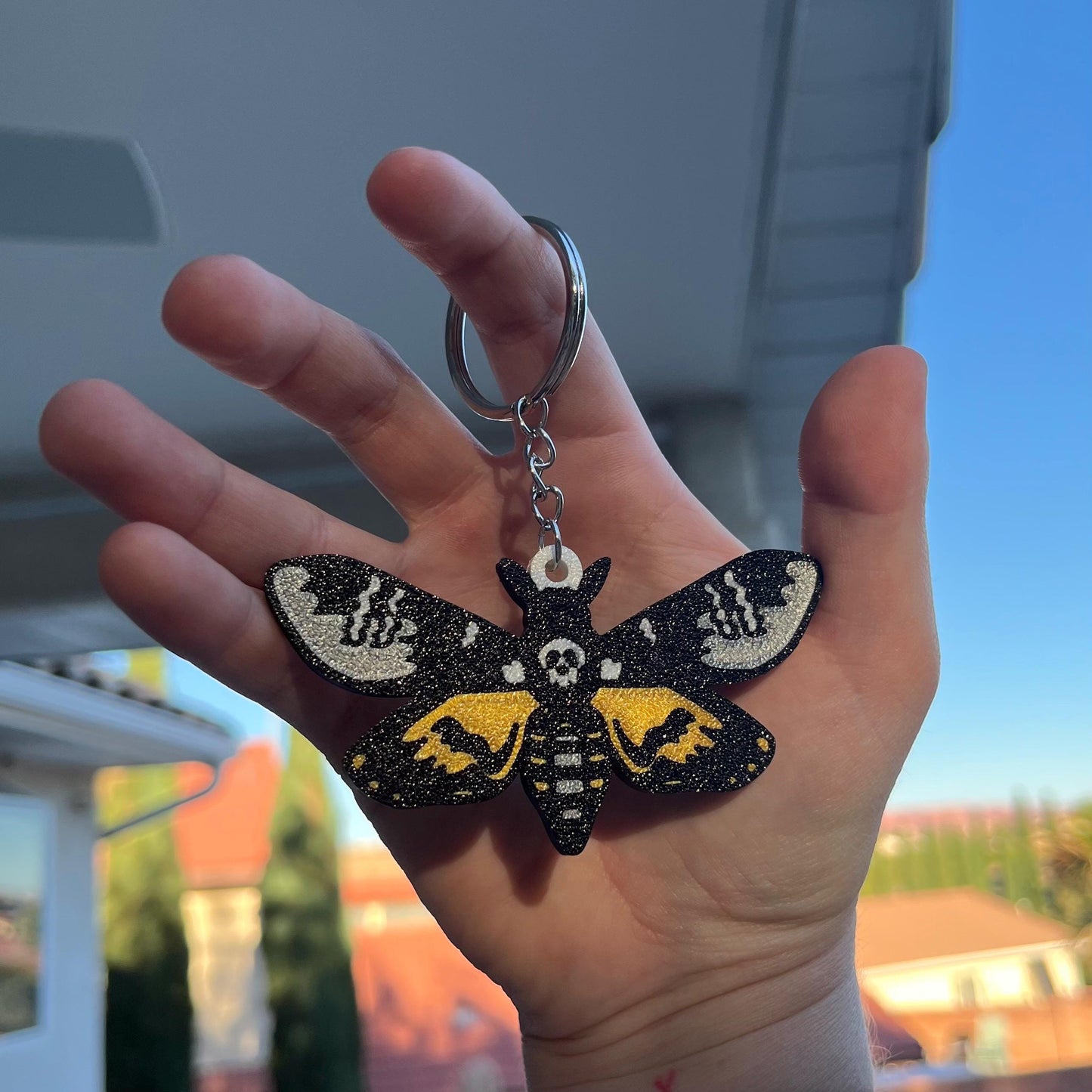 3D Printed Deaths Head Moth Keychain