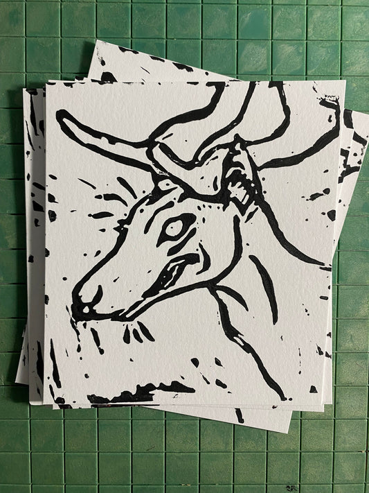 Creature of the Woods block print