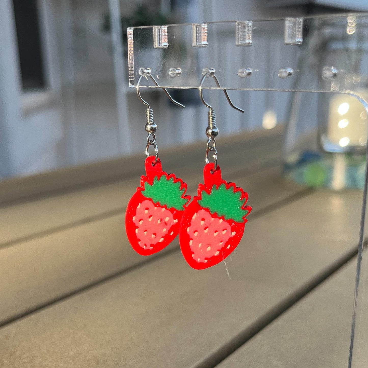 3D Printed Strawberry Earrings