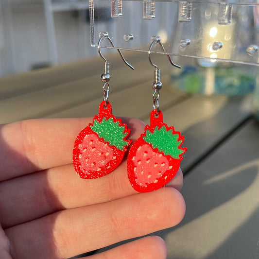 3D Printed Strawberry Earrings