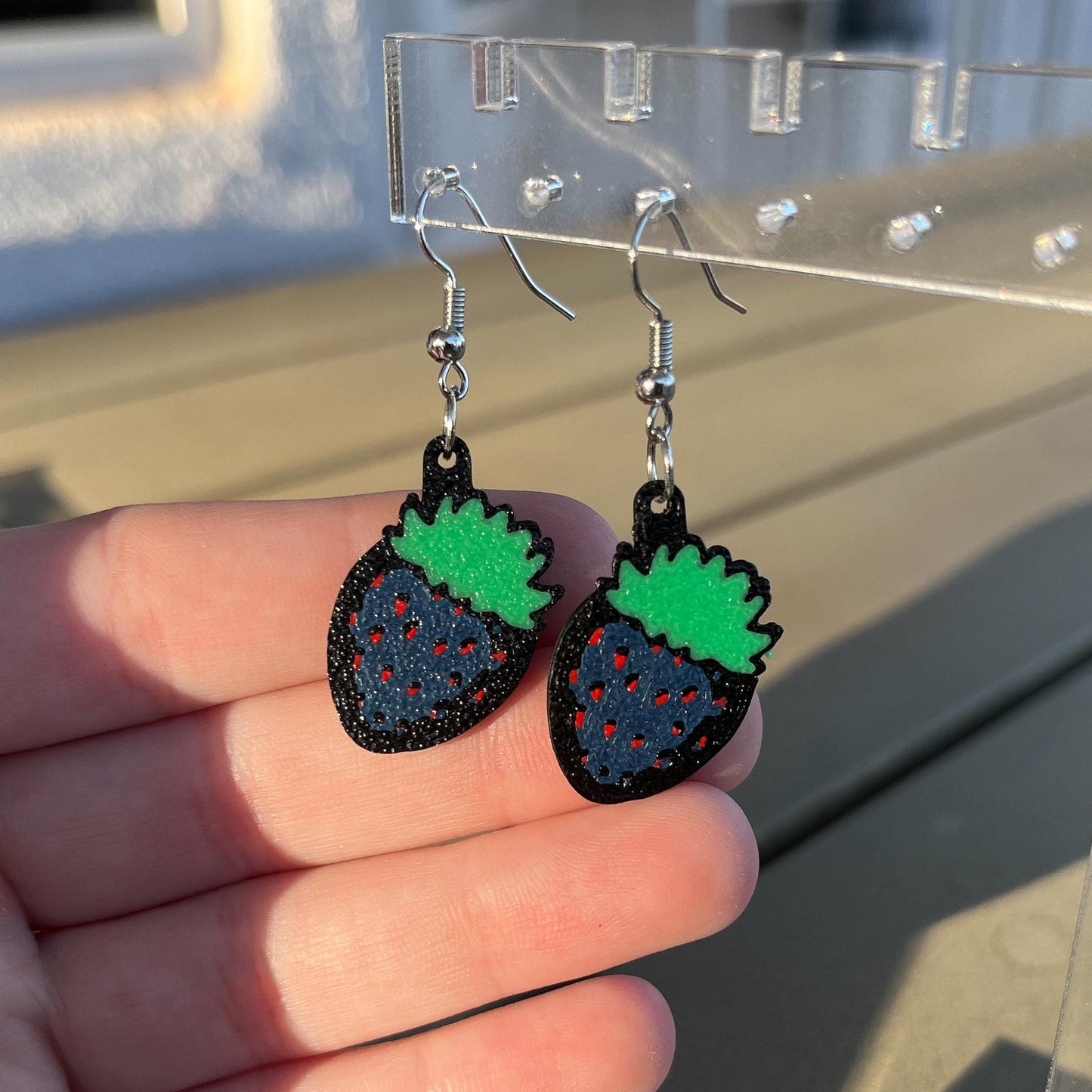 3D Printed Strawberry Earrings