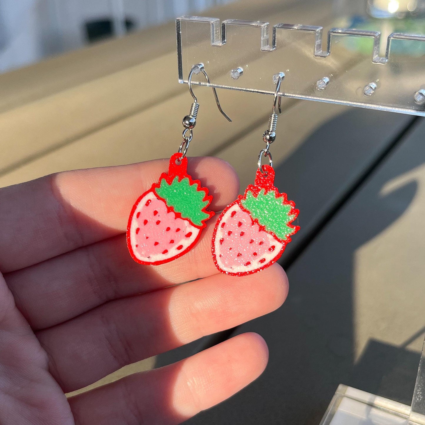 3D Printed Strawberry Earrings