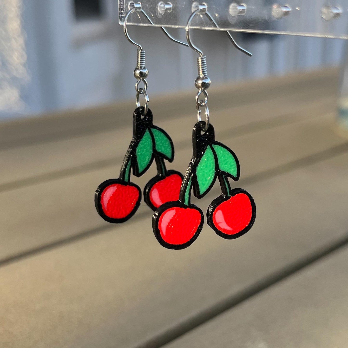 3D Printed Cherry Earrings