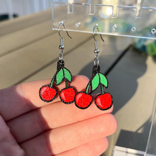 3D Printed Cherry Earrings