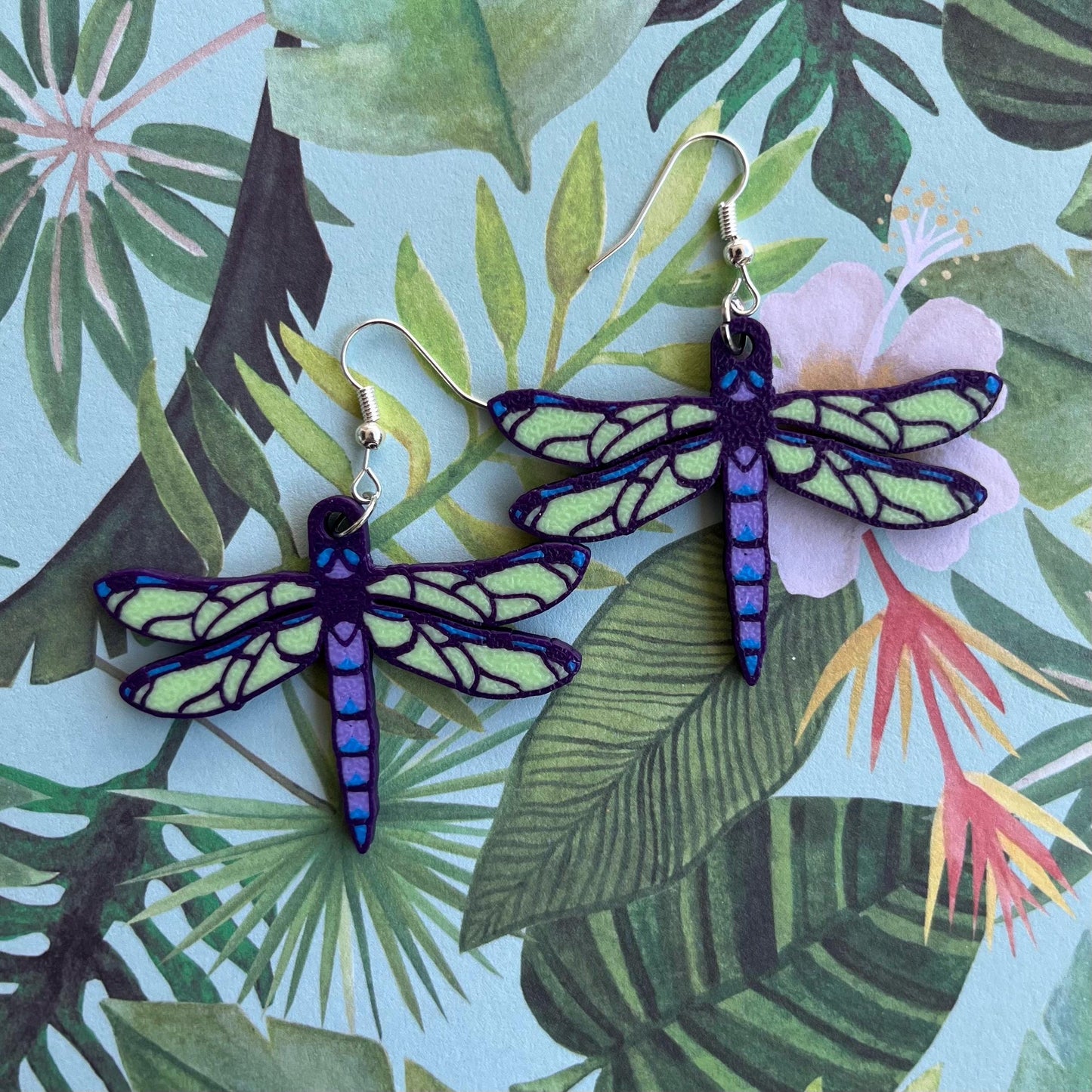 3D Printed Dragonfly Dangle Earrings