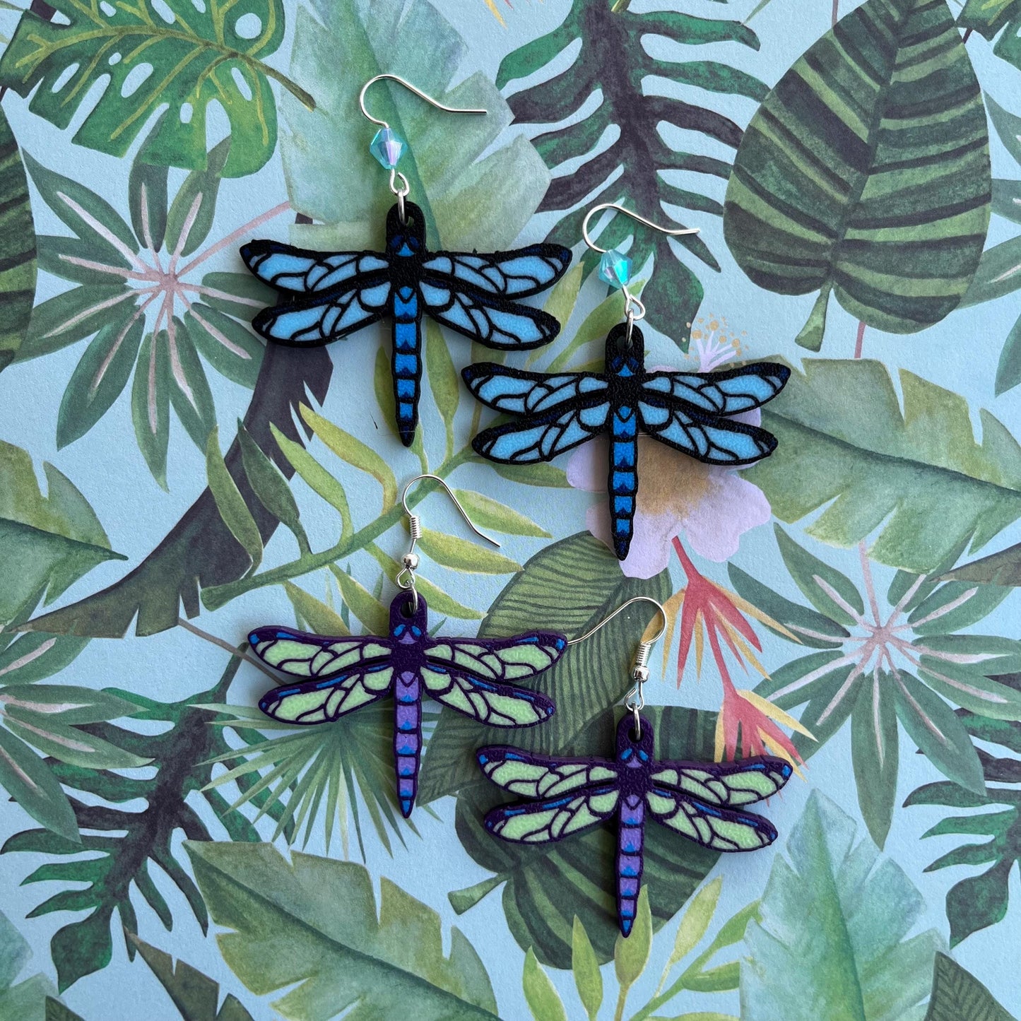 3D Printed Dragonfly Dangle Earrings