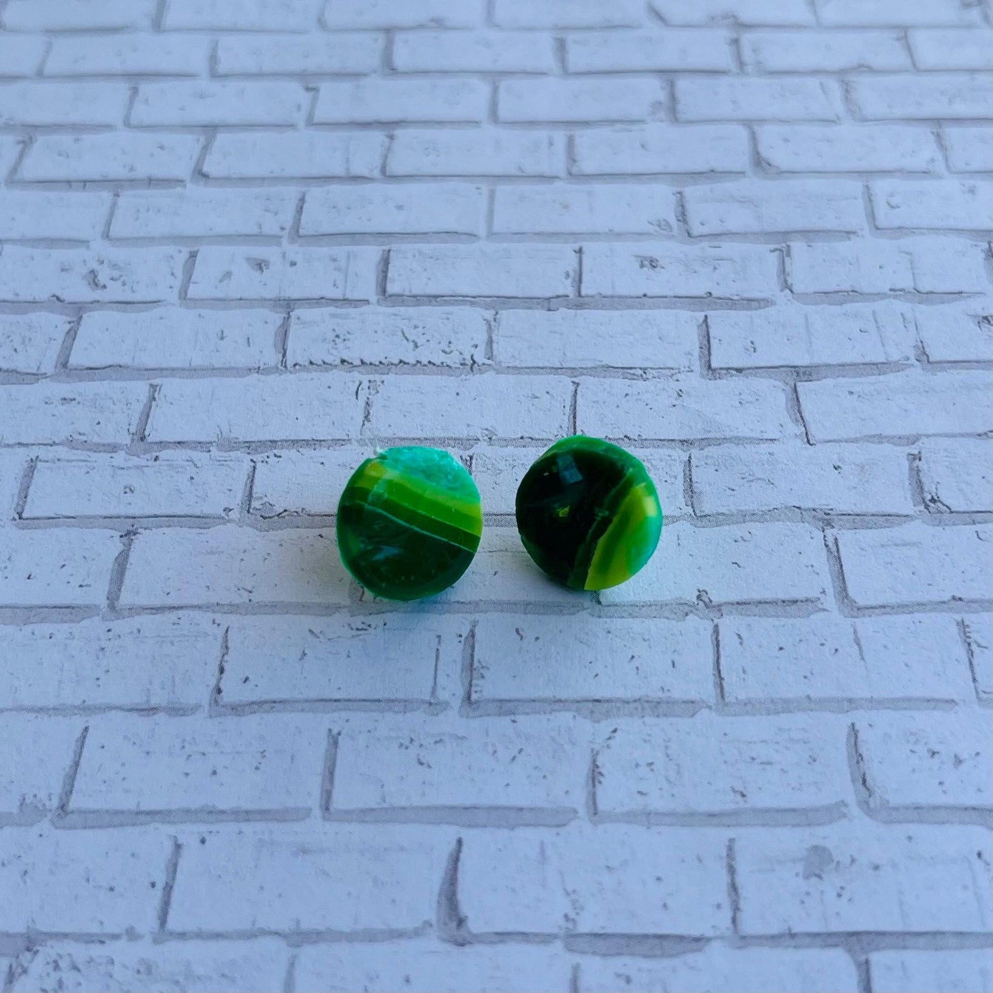 Faux Green Agate Polymer Clay Earrings