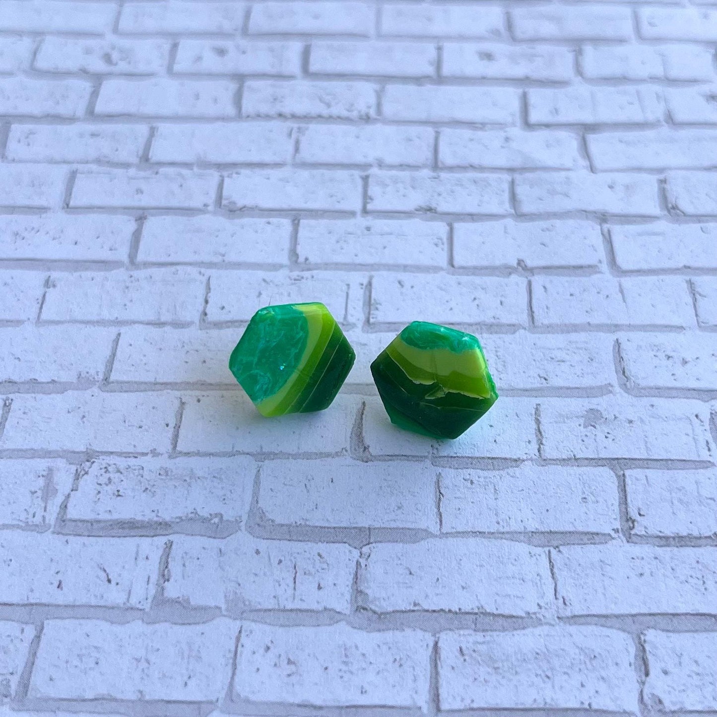 Faux Green Agate Polymer Clay Earrings
