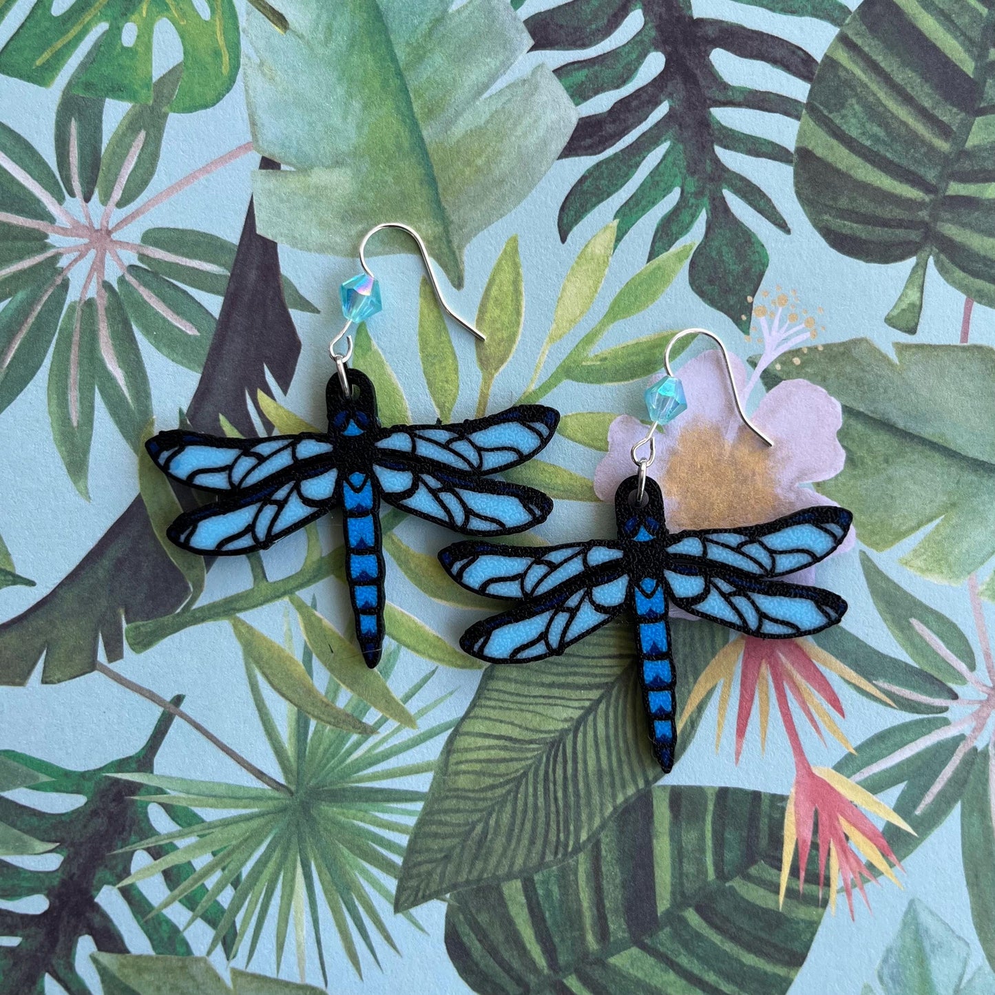 3D Printed Dragonfly Dangle Earrings