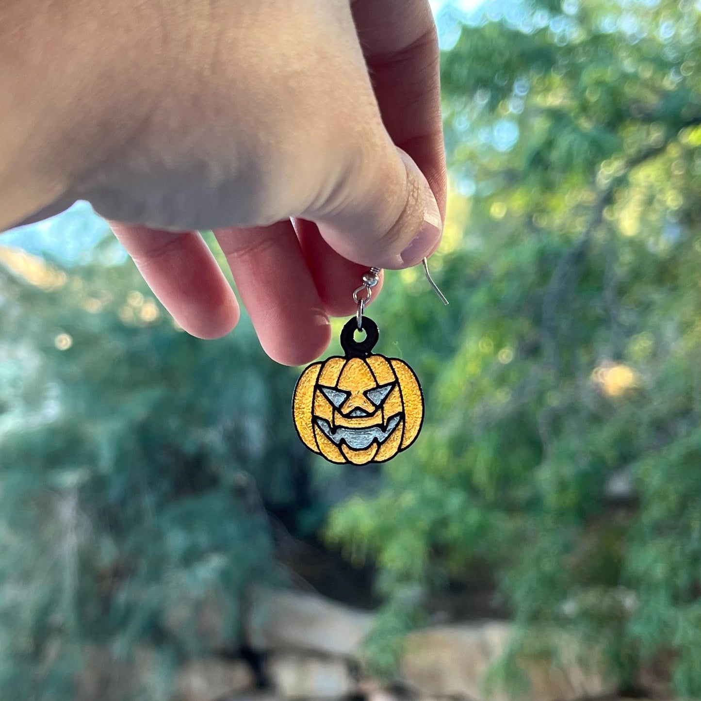 3D Printed Jack O Lantern Dangle Earrings