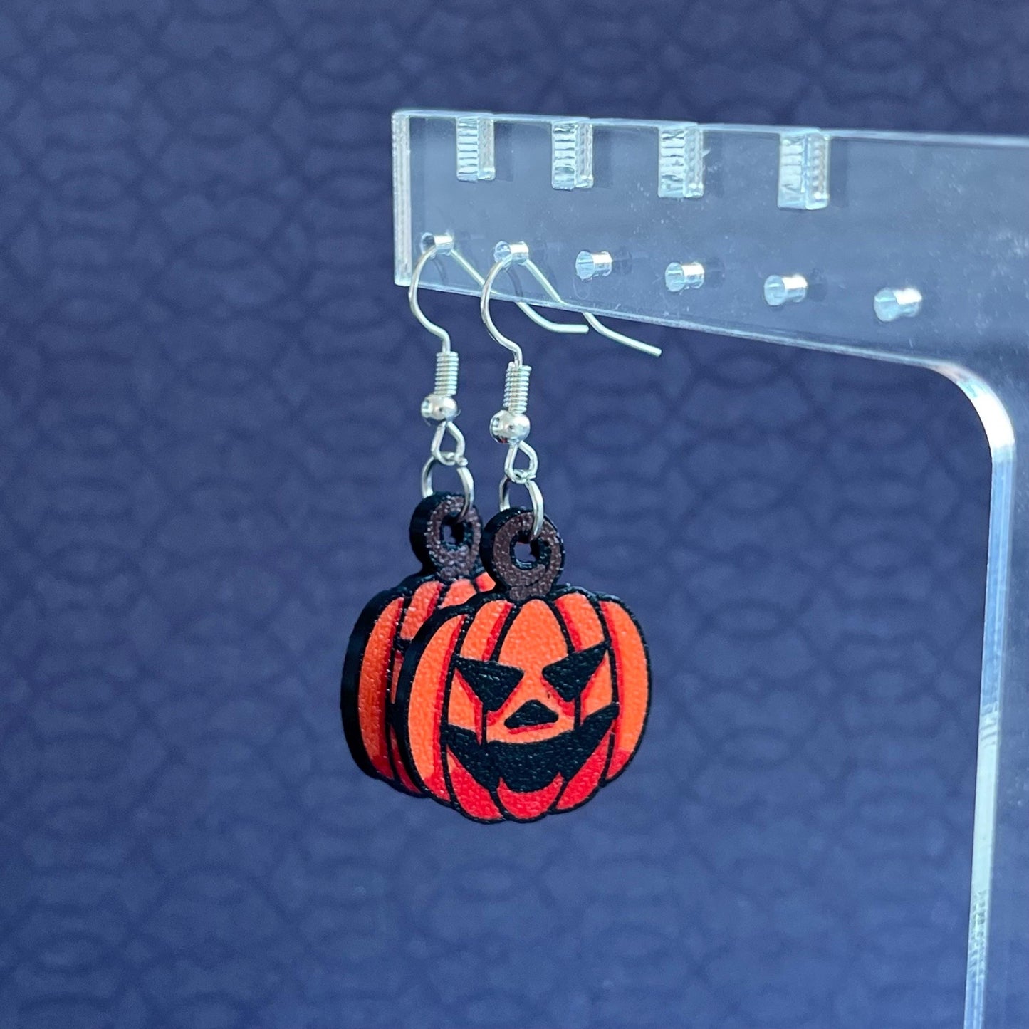 3D Printed Jack O Lantern Dangle Earrings