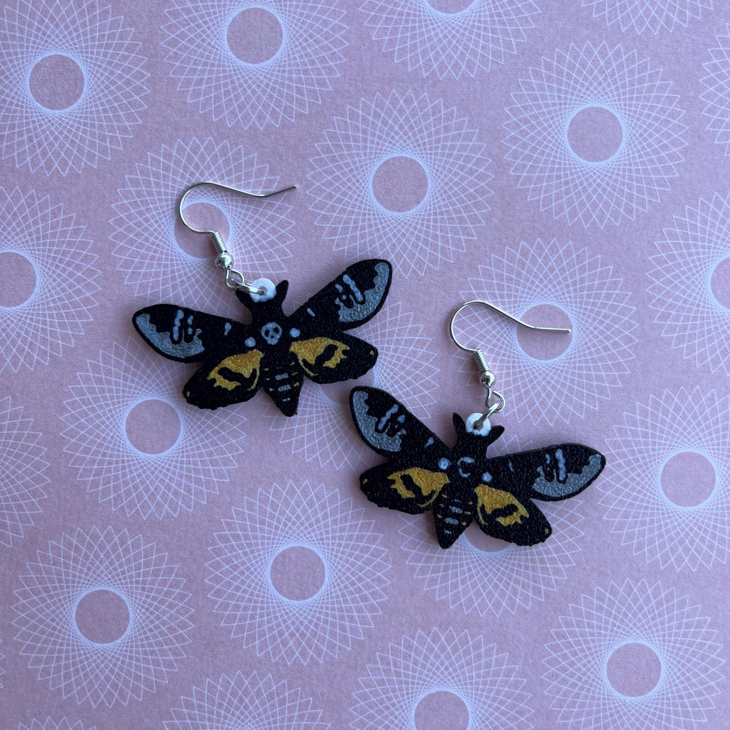 3D Printed Deaths Head Moth Earrings