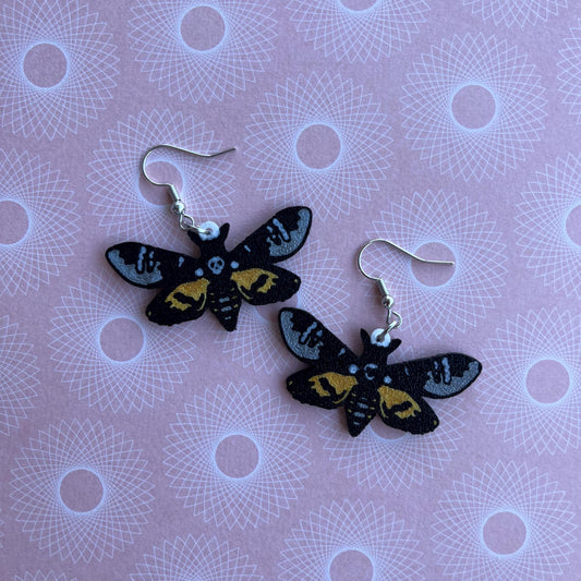 3D Printed Deaths Head Moth Earrings