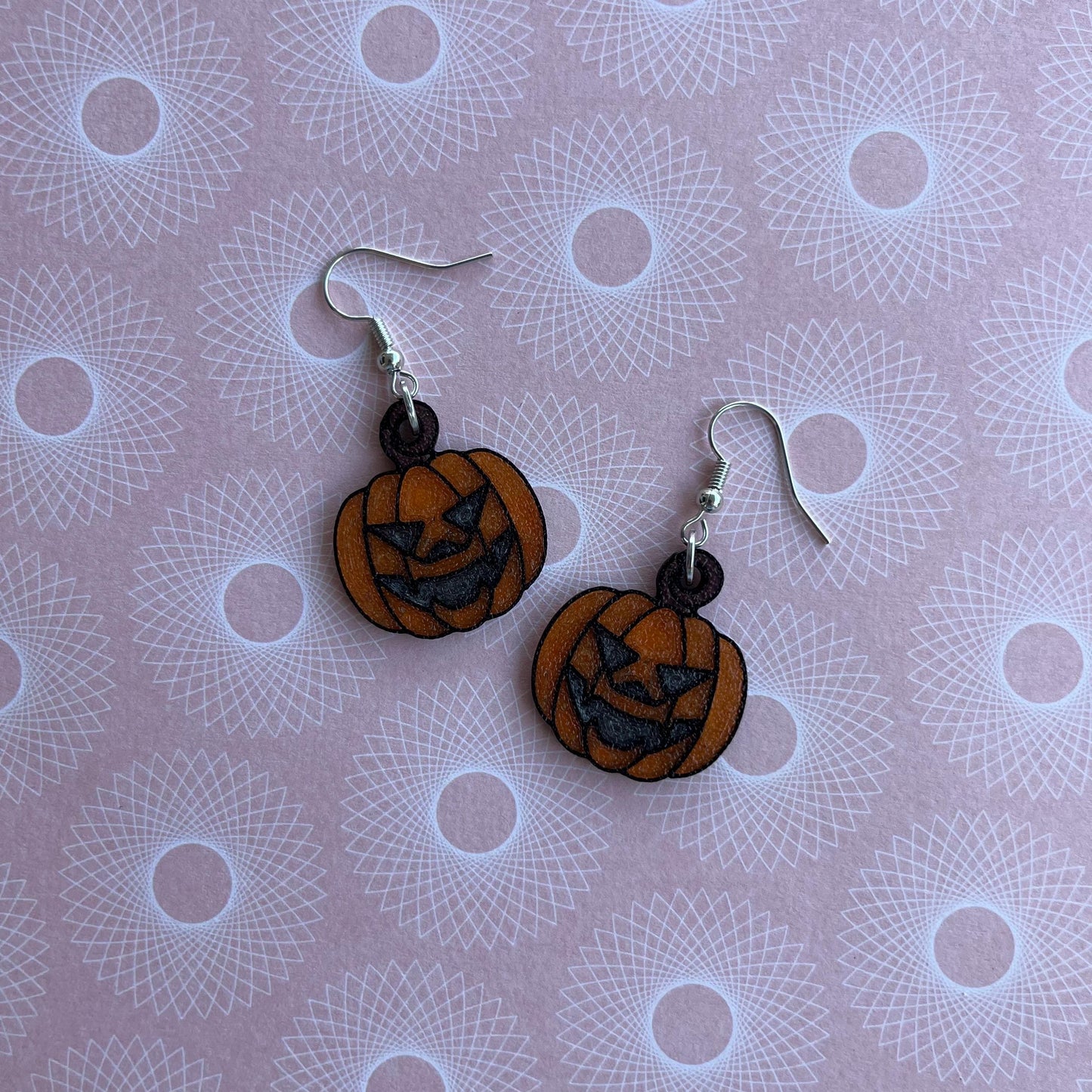 3D Printed Jack O Lantern Dangle Earrings