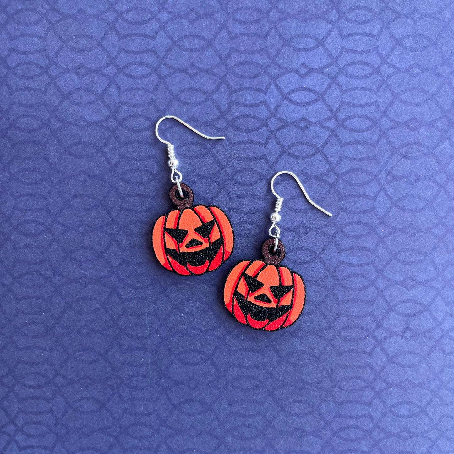 3D Printed Jack O Lantern Dangle Earrings