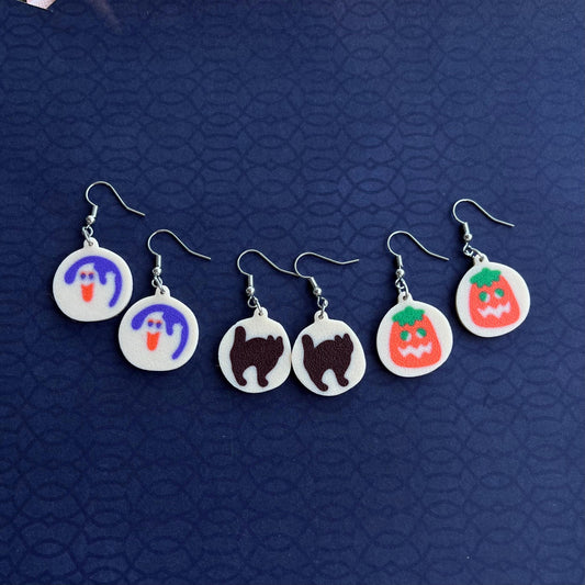 3D Printed Spooky Cookie Dangle Earrings