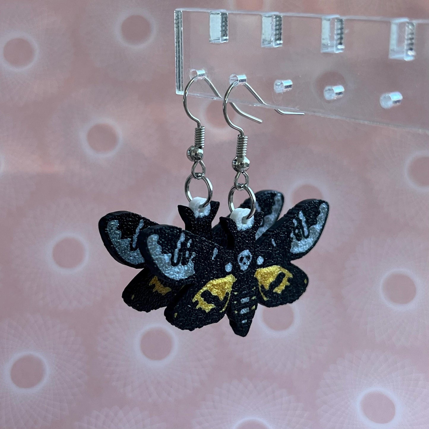 3D Printed Deaths Head Moth Earrings